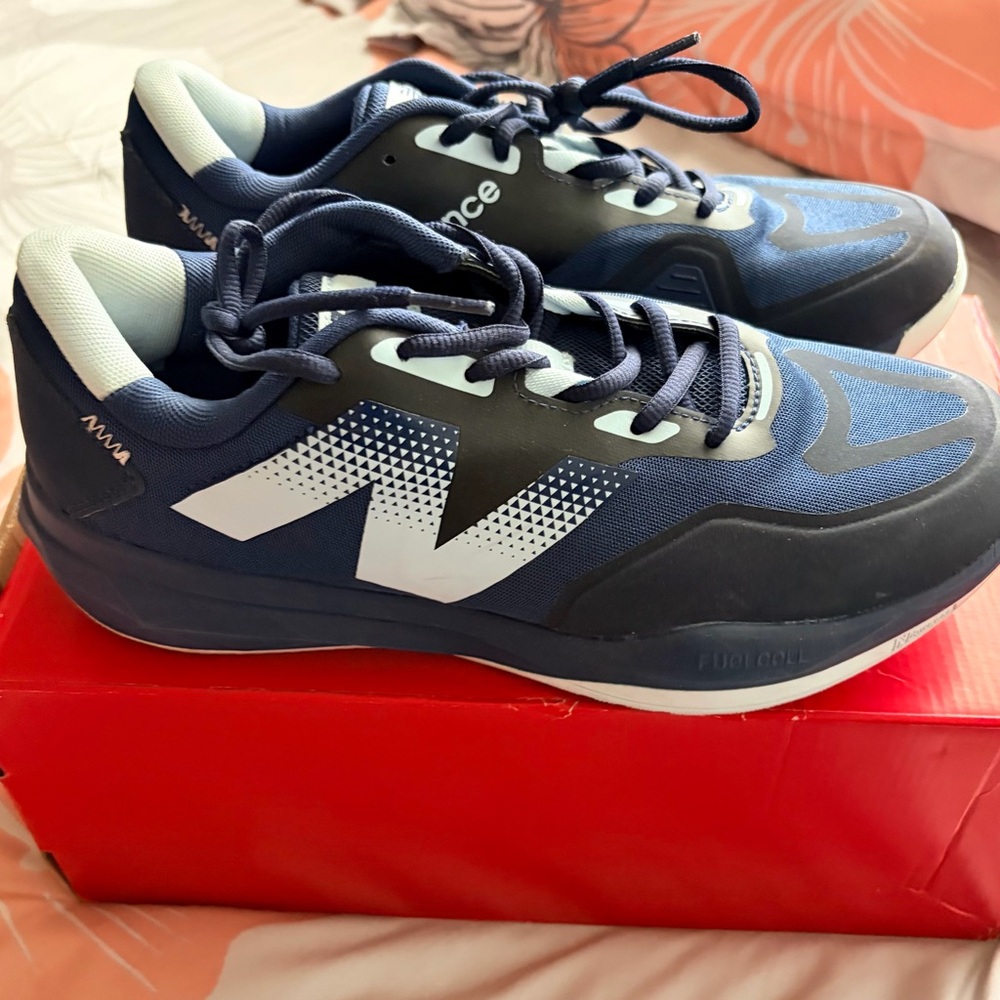 New Balance Men's Navy and White Sneakers